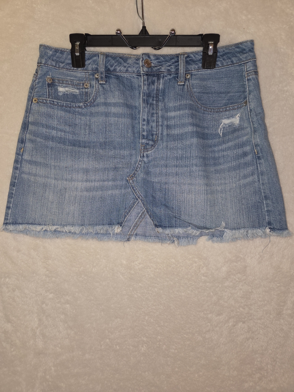 American Eagle Y2K Inspired Distressed Frayed Hem Denim Jean Skirt Size 12